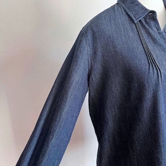 MOS MOSH DENIM DARK WASH BELL SLEEVE BUTTON DOWN SHIRT - Picture 5 of 10